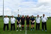 22 May 2022; Referee Paul Burke with his match officials before the 2022 All-Ireland U14 Silver Final between Tyrone and Waterford at the GAA National Games Development Centre in Abbotstown, Dublin. Photo by Ben McShane/Sportsfile