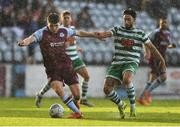 23 May 2022; James Clarke of Drogheda United and Richie Towell of Shamrock Rovers during the SSE Airtricity League Premier Division match between Drogheda United and Shamrock Rovers at Head in the Game Park in Drogheda, Louth. Photo by Ben McShane/Sportsfile