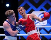 25 May 2022; John Paul Hale of Ireland, left, in action against Arslan Khataev of Finland during their lightweight round of 16 bout during the EUBC Elite Men's European Boxing Championships Preliminary Rounds at Karen Demirchyan Sports and Concerts Complex in Yerevan, Armenia. Photo by Hrach Khachatryan/Sportsfile
