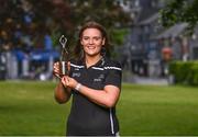 26 May 2022; PwC GPA Player of the Month for April in ladies football, Michelle Guckian of Leitrim, with her award at Eyre Square in Galway. Photo by Piaras Ó Mídheach/Sportsfile