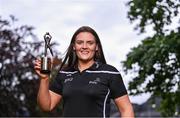 26 May 2022; PwC GPA Player of the Month for April in ladies football, Michelle Guckian of Leitrim, with her award at Eyre Square in Galway. Photo by Piaras Ó Mídheach/Sportsfile