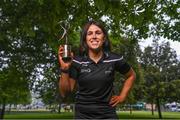 26 May 2022; PwC GPA Player of the Month for April in camogie, Miriam Walsh of Kilkenny, with her award at Eyre Square in Galway. Photo by Piaras Ó Mídheach/Sportsfile