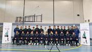 26 May 2022; The Class of 2022, with Republic of Ireland coach Keith Andrews and Republic of Ireland U21 player Ross Tierney, centre, during an FAI Fingal County Council TY Graduation at Corduff Sports Centre in Corduff, Dublin. Photo by Ben McShane/Sportsfile