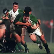 1st December 1998: Anthony Foley of Ireland is tackled by Philip Smith of South Africa during the International Rugby match between Ireland A and South Africa at Ravenhill Park in Belfast. Photo by Matt Browne/Sportsfile