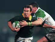 1st December 1998: Chad Alcock of South Africa is tackled by David Corkery of Ireland during the International Rugby match between Ireland A and South Africa at Ravenhill Park in Belfast. Photo by Matt Browne/Sportsfile