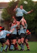 9 January 1999; John Casserly of Galwegians wins a lineout during the AIB All Ireland League Divison 1 match between Lansdowne and Galwegians at  Lansdowne Road in Dublin. Photo by Brendan Moran/Sportsfile