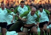 28 November 1998; Keith Wood of Ireland is tackled by Joost van der Westhuizen of South Africa during a International Friendly Match between Ireland and South Africa at Landsdowne Road in Dublin. Photo by Brendan Moran/Sportsfile