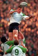 28 November 1998; Malcolm O'Kelly of Ireland goes up for the Line out during a International Friendly Match between Ireland and South Africa at Landsdowne Road in Dublin. Photo by Brendan Moran/Sportsfile