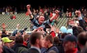 25 April 1998; Mick Galwey of Shannon celebrates with team-mates following the AIB All-Ireland League Division 1 Final match between Garryowen and Shannon at Lansdowne Road in Dublin. Photo by Ray McManus/Sportsfile