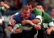 28 August 1998; Victor Costello of Leinster in action against Eric Elwood of Connacht during the Interprovincial Rugby Championship match between Leinster and Connacht at Donnybrook in Dublin. Photo by Brendan Moran/Sportsfile