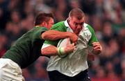 28 November 1998; Victor Costello of Ireland in action against Bobby Skinstad of South Africa during a International Friendly Match between Ireland and South Africa at Landsdowne Road in Dublin. Photo by Brendan Moran/Sportsfile