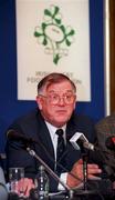 9 October 1998, Noel Murphy President of the IRFU addresses the media at a press conference relating to anti-doping regulations at the Berkeley Court Hotel in Dublin. Photo by Matt Browne/Sportsfile