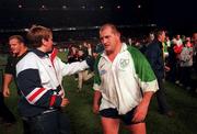 28 November 1998; Peter Clohessy leaves the field after the final whistle during a International Friendly Match between Ireland and South Africa at Landsdowne Road in Dublin. Photo by Brendan Moran/Sportsfile