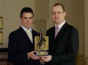 11 May 2004; Galway footballer Padraig Joyce, left, who was presented with the Vodafone GAA Allstars Players of the Month for April by Enda Lynch, Sponsorship Executive, Vodafone, at a luncheon in the Westin Hotel, Dublin. Picture credit; Brendan Moran / SPORTSFILE