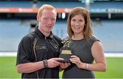 6 August 2013; The GAA / GPA All-Stars, sponsored by Opel, are delighted to announce Cian Mackey, Cavan, and Paul Ryan, Dublin, as the Players of the Month for July in football and hurling respectively. Cian was presented with his GAA / GPA Player of the Month Award for July, sponsored by Opel, by Laura Condron, Senior Brand & PR Manager Opel Ireland. Croke Park, Dublin. Picture credit: Brendan Moran / SPORTSFILE