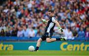 3 August 2013; Dublin captain Stephen Cluxton takes a 'kick out'. GAA Football All-Ireland Senior Championship, Quarter-Final, Dublin v Cork, Croke Park, Dublin. Picture credit: Ray McManus / SPORTSFILE