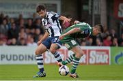 6 August 2013; Claudio Yacob, West Bromwich Albion, in action against Brian Lenihan, Cork City. Friendly, Cork City v West Bromwich Albion, Turners Cross, Cork. Picture credit: Barry Cregg / SPORTSFILE