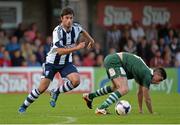 6 August 2013; Claudio Yacob, West Bromwich Albion, in action against Brian Lenihan, Cork City. Friendly, Cork City v West Bromwich Albion, Turners Cross, Cork. Picture credit: Barry Cregg / SPORTSFILE