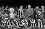 2 September 1979; The Kilkenny captain Ger Fennelly makes his side's victory speech after being presented with the Liam MacCarthy Cup. All-Ireland Senior Hurling Final, Kilkenny v Galway. Croke Park, Dublin. Picture credit: Connolly Collection / SPORTSFILE