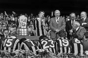 2 September 1979; The Kilkenny captain Ger Fennelly makes his side's victory speech after being presented with the Liam MacCarthy Cup. All-Ireland Senior Hurling Final, Kilkenny v Galway. Croke Park, Dublin. Picture credit: Connolly Collection / SPORTSFILE