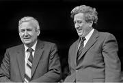 Sept 1981; An Taoiseach Garret FitzGerald, T.D. right, and GAA President Paddy McFlynn. All-Ireland Football Final, Kerry v Offaly, Croke Park. Picture Credit: Ray McManus / SPORTSFILE