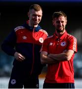 27 May 2022; Mark Doyle, left, and Billy King of St Patrick's Athletic before the SSE Airtricity League Premier Division match between Dundalk and St Patrick's Athletic at Oriel Park in Dundalk, Louth. Photo by Ben McShane/Sportsfile