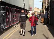 27 May 2022; Bohemians supporters make their way to the stadium before the SSE Airtricity League Premier Division match between Bohemians and Drogheda United at Dalymount Park in Dublin. Photo by Michael P Ryan/Sportsfile