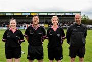 21 May 2022; Referee Justin Murphy and his officials before the Ladies Football U14 All-Ireland Gold Final match between Kildare and Tipperary at Crettyard GAA in Laois. Photo by Ray McManus/Sportsfile
