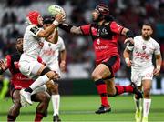 27 May 2022; Jordan Taufua of Lyon knocks on against Gabin Villière of RC Toulon during the Heineken Challenge Cup Final match between Lyon and Toulon at Stade Velodrome in Marseille, France. Photo by Harry Murphy/Sportsfile