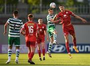 27 May 2022; Sean Boyd of Shelbourne in action against Sean Kavanagh of Shamrock Rovers during the SSE Airtricity League Premier Division match between Shamrock Rovers and Shelbourne at Tallaght Stadium in Dublin. Photo by Eóin Noonan/Sportsfile