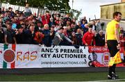 27 May 2022; St Patrick's Athletic supporters appeal toward the linesman during the SSE Airtricity League Premier Division match between Dundalk and St Patrick's Athletic at Oriel Park in Dundalk, Louth. Photo by Ben McShane/Sportsfile