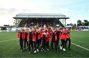 27 May 2022; Bellurgan United U15 players parade their SFAI Under-15 National Cup at half-time of the SSE Airtricity League Premier Division match between Dundalk and St Patrick's Athletic at Oriel Park in Dundalk, Louth. Photo by Ben McShane/Sportsfile