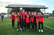 27 May 2022; Bellurgan United U15 players parade their SFAI Under-15 National Cup at half-time of the SSE Airtricity League Premier Division match between Dundalk and St Patrick's Athletic at Oriel Park in Dundalk, Louth. Photo by Ben McShane/Sportsfile