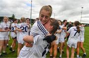 21 May 2022; The Kildare captain Katie Ray and Aoibheann Mahon celebrate after the Ladies Football U14 All-Ireland Gold Final match between Kildare and Tipperary at Crettyard GAA in Laois. Photo by Ray McManus/Sportsfile
