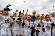 21 May 2022; A selection of Kildare players celebrate after the Ladies Football U14 All-Ireland Gold Final match between Kildare and Tipperary at Crettyard GAA in Laois. Photo by Ray McManus/Sportsfile