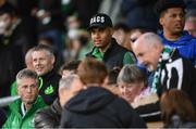 27 May 2022; Republic of Ireland goalkeeper and former Shamrock Rovers player Gavin Bazunu in the stands during the SSE Airtricity League Premier Division match between Shamrock Rovers and Shelbourne at Tallaght Stadium in Dublin. Photo by Eóin Noonan/Sportsfile