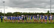 21 May 2022; Players from both sides shake hands after the Ladies Football U14 All-Ireland Gold Final match between Kildare and Tipperary at Crettyard GAA in Laois. Photo by Ray McManus/Sportsfile