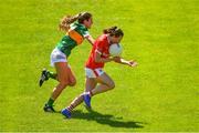 28 May 2022; Melissa Duggan of Cork in action against Ciara Murphy of Kerry during the TG4 Munster Senior Ladies Football Championship Final match between Kerry and Cork at Fitzgerald Stadium in Killarney. Photo by Diarmuid Greene/Sportsfile