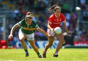 28 May 2022; Ciara O'Sullivan of Cork in action against Anna Galvin of Kerry during the TG4 Munster Senior Ladies Football Championship Final match between Kerry and Cork at Fitzgerald Stadium in Killarney. Photo by Diarmuid Greene/Sportsfile