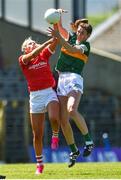 28 May 2022; Lorraine Scanlon of Kerry in action against Maire O'Callaghan of Cork during the TG4 Munster Senior Ladies Football Championship Final match between Kerry and Cork at Fitzgerald Stadium in Killarney. Photo by Diarmuid Greene/Sportsfile