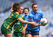 28 May 2022; Jennifer Dunne of Dublin in action against Emma Duggan of Meath during the Leinster LGFA Senior Football Championship Final match beween Meath and Dublin at Croke Park in Dublin. Photo by Piaras Ó Mídheach/Sportsfile