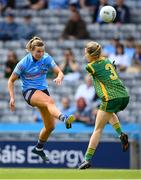 28 May 2022; Jennifer Dunne of Dublin in action against Mary Kate Lynch of Meath during the Leinster LGFA Senior Football Championship Final match between Meath and Dublin at Croke Park in Dublin. Photo by Stephen McCarthy/Sportsfile