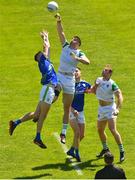 28 May 2022; Josh Ryan of Limerick contests the throw-in with Diarmuid O’Connor of Kerry during the Munster GAA Football Senior Championship Final match between Kerry and Limerick at Fitzgerald Stadium in Killarney. Photo by Diarmuid Greene/Sportsfile