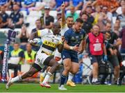 28 May 2022; Raymond Rhule of La Rochelle makes a break on his way to scoring his side's first try during the Heineken Champions Cup Final match between Leinster and La Rochelle at Stade Velodrome in Marseille, France. Photo by Julien Poupart/Sportsfile