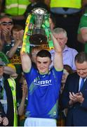 28 May 2022; Sean O’Shea of Kerry lifts the cup after the Munster GAA Football Senior Championship Final match between Kerry and Limerick at Fitzgerald Stadium in Killarney. Photo by Diarmuid Greene/Sportsfile