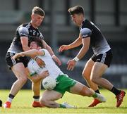 28 May 2022; Cahir Healy of London in action against Patrick O'Connor and Alan Reilly of Sligo during the Tailteann Cup Round 1 match between Sligo and London at Markievicz Park in Sligo. Photo by Ray McManus/Sportsfile