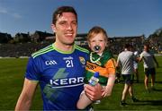 28 May 2022; David Moran with his son Eli after the Munster GAA Football Senior Championship Final match between Kerry and Limerick at Fitzgerald Stadium in Killarney. Photo by Diarmuid Greene/Sportsfile