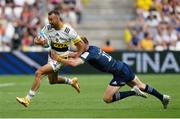 28 May 2022; Dillyn Leyds of La Rochelle is tackled by Garry Ringrose of Leinster during the Heineken Champions Cup Final match between Leinster and La Rochelle at Stade Velodrome in Marseille, France. Photo by Julien Poupart/Sportsfile