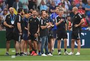 28 May 2022; La Rochelle head coach Ronan O'Gara, second from right, celebrates with his backroom staff after his side's victory in the Heineken Champions Cup Final match between Leinster and La Rochelle at Stade Velodrome in Marseille, France. Photo by Ramsey Cardy/Sportsfile