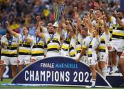 28 May 2022; La Rochelle players celebrate with the cup after the Heineken Champions Cup Final match between Leinster and La Rochelle at Stade Velodrome in Marseille, France. Photo by Harry Murphy/Sportsfile